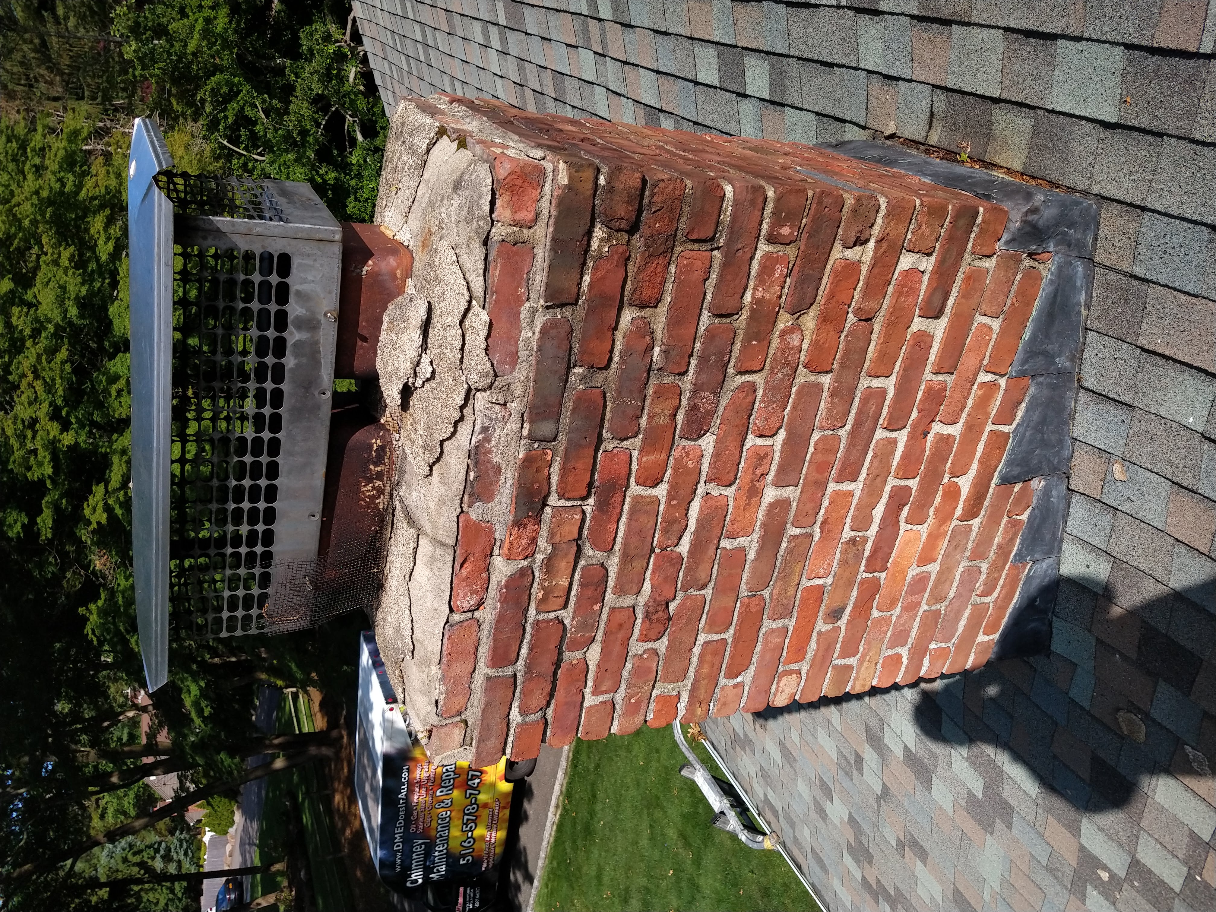 Cracked chimney crown professionally repaired in Amityville, New York